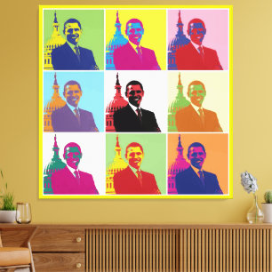 President Obama Funky Modern Pop Art  Canvas Print