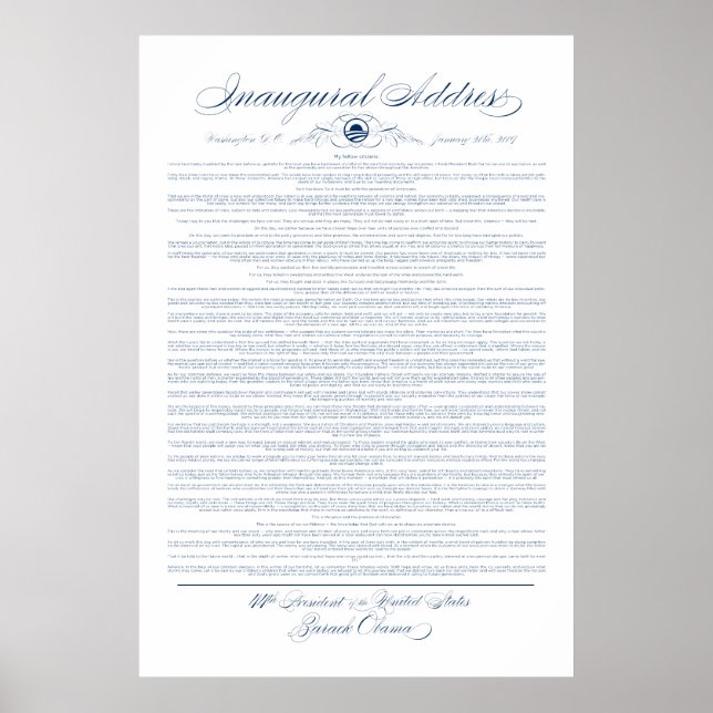 President Obama Inaugural Adress Print (Front)