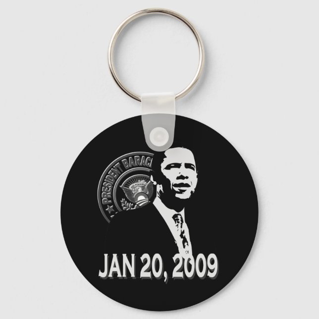 President Obama Inauguration BW Key Ring (Front)