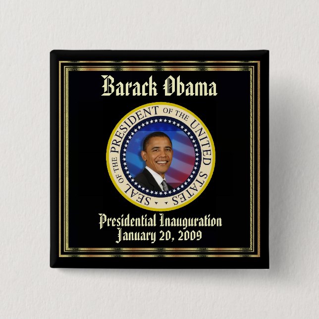 PRESIDENT OBAMA Inauguration Commemorative 15 Cm Square Badge (Front)