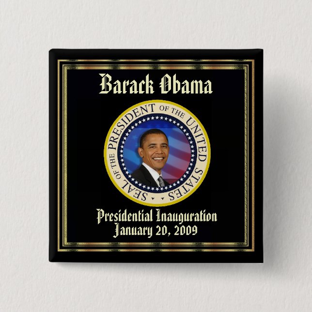 PRESIDENT OBAMA Inauguration Commemorative 15 Cm Square Badge (Front)
