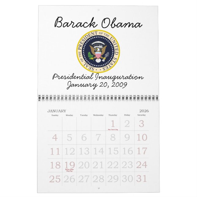 PRESIDENT OBAMA Inauguration Commemorative Calendar (Jan 2026)