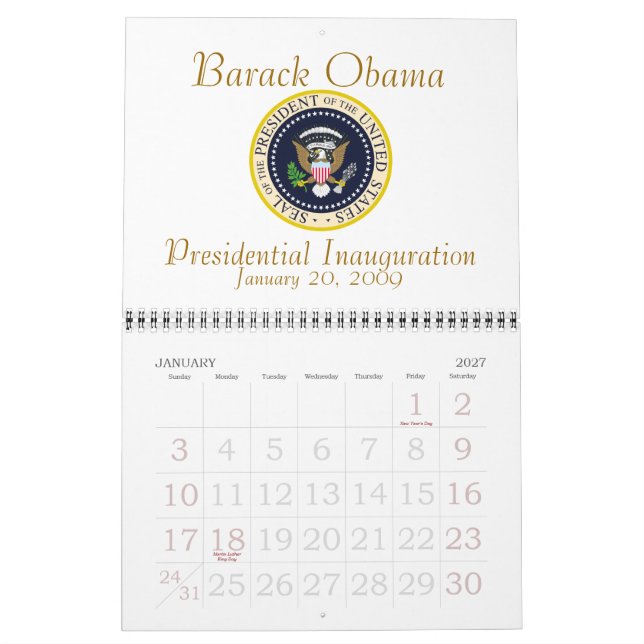 PRESIDENT OBAMA Inauguration Commemorative Calendar (Jan 2027)