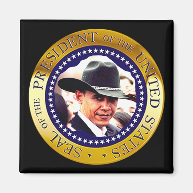 President Obama Magnet (cowboy hat) (Front)