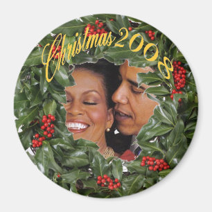 President Obama & Michelle Christmas 2008 Keepsake Magnet