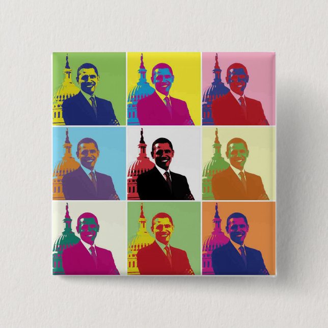 President Obama Pop Art 15 Cm Square Badge (Front)