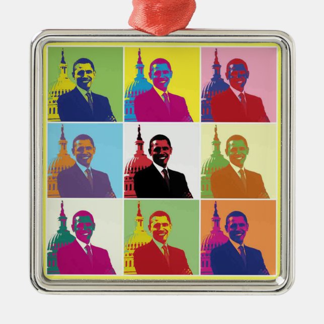 President Obama Pop Art Metal Tree Decoration (Front)
