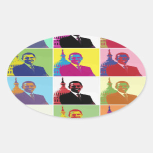 President Obama Pop Art Oval Sticker