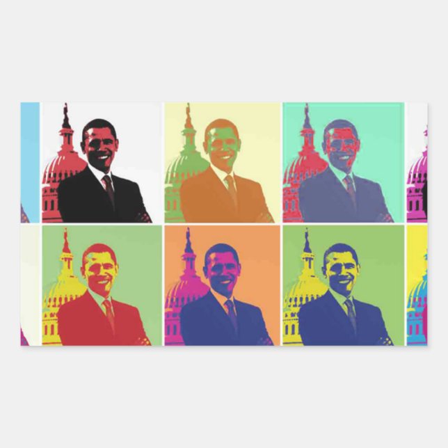 President Obama Pop Art Rectangular Sticker (Front)