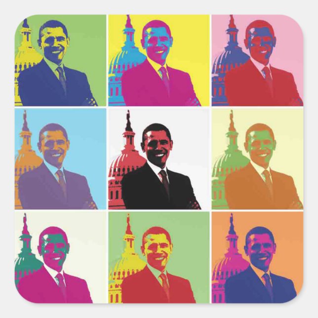 President Obama Pop Art Square Sticker (Front)