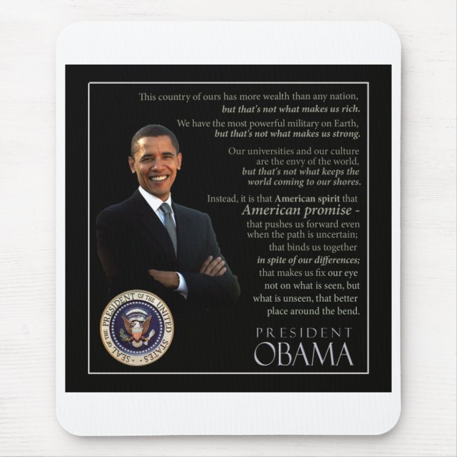 President Obama Quote Mouse Mat (Front)