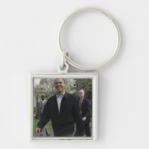 President Obama walks to the basketball courst Key Ring