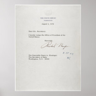 President Richard M. Nixon Resignation Letter Poster