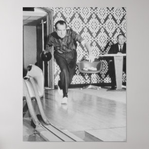 President Richard Nixon Bowling At The White House Poster