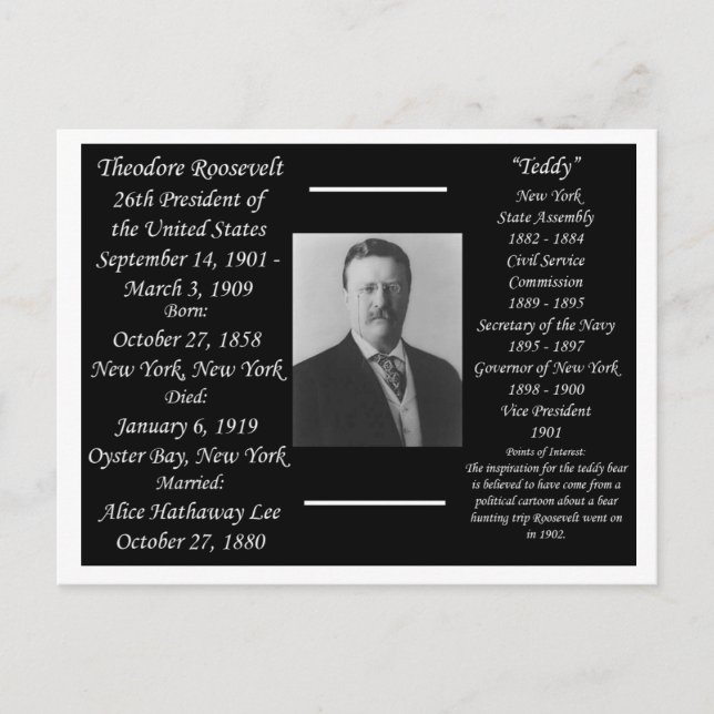 President Theodore Roosevelt Postcard (Front)