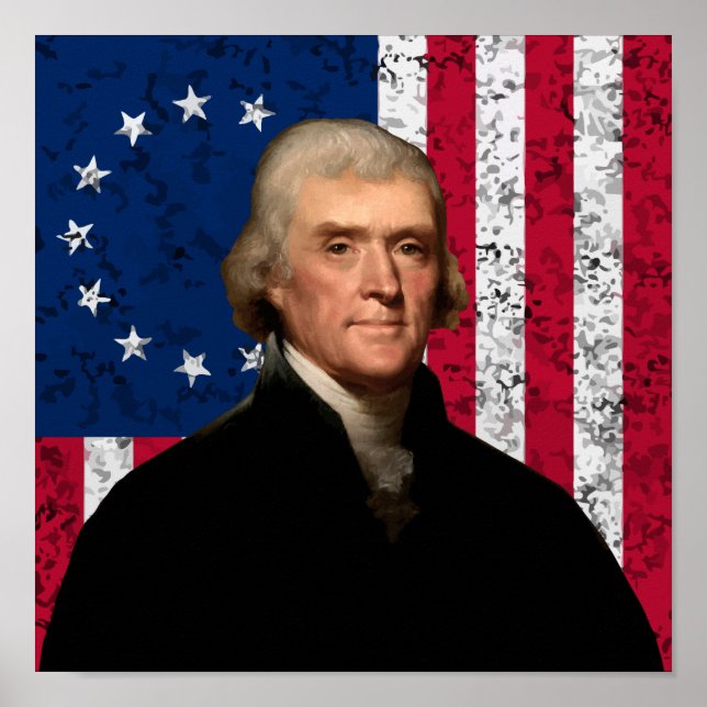 President Thomas Jefferson and The American Flag Poster (Front)