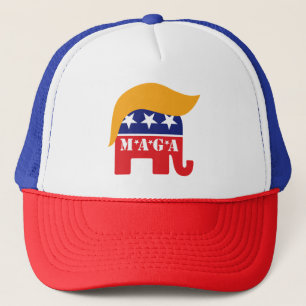 President Trump 2020 GOP Elephant Hair MAGA Trucker Hat