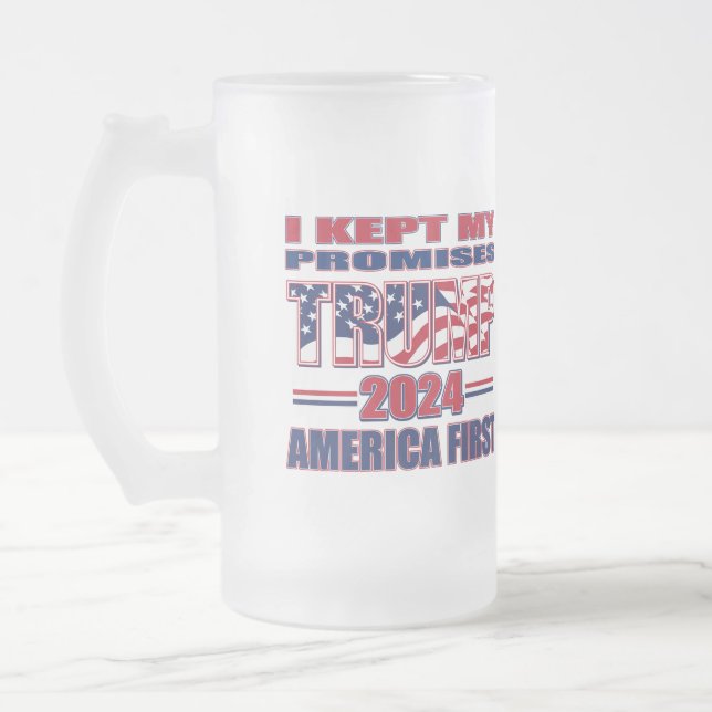 President Trump 2024 Frosted Glass Beer Mug (Left)