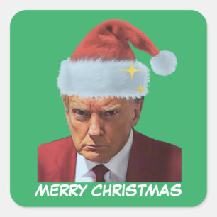 President Trump 2024 Mug shot Merry Christmas Square Sticker