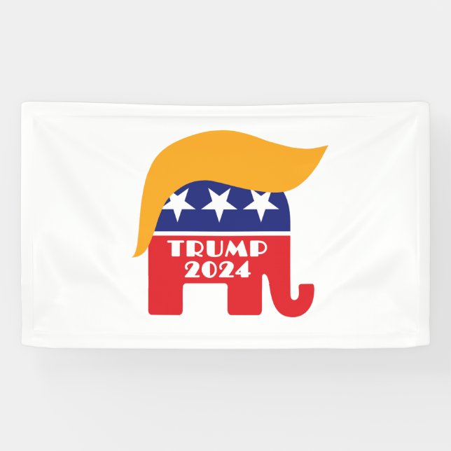 President Trump 2024 Republican Elephant Hair Logo Banner (Horizontal)