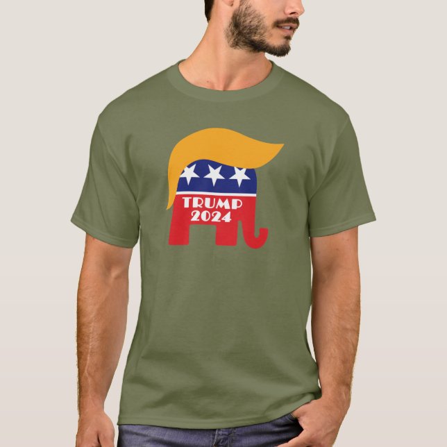 President Trump 2024 Republican Elephant Hair Logo T-Shirt (Front)