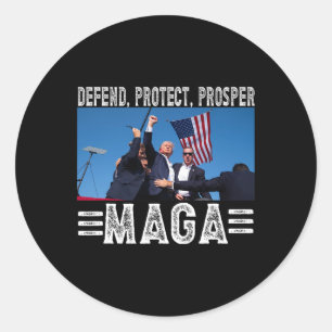 President Trump 45 47 Mega Defend Protect Prosper Classic Round Sticker