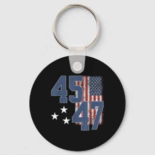President Trump 45 47 Vintage American Flag Key Ring