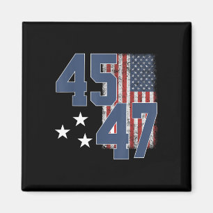 President Trump 45 47 Vintage American Flag Magnet