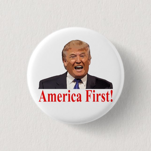 President Trump: America First! 3 Cm Round Badge (Front)