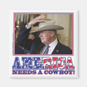 President Trump American Cowboy Magnet