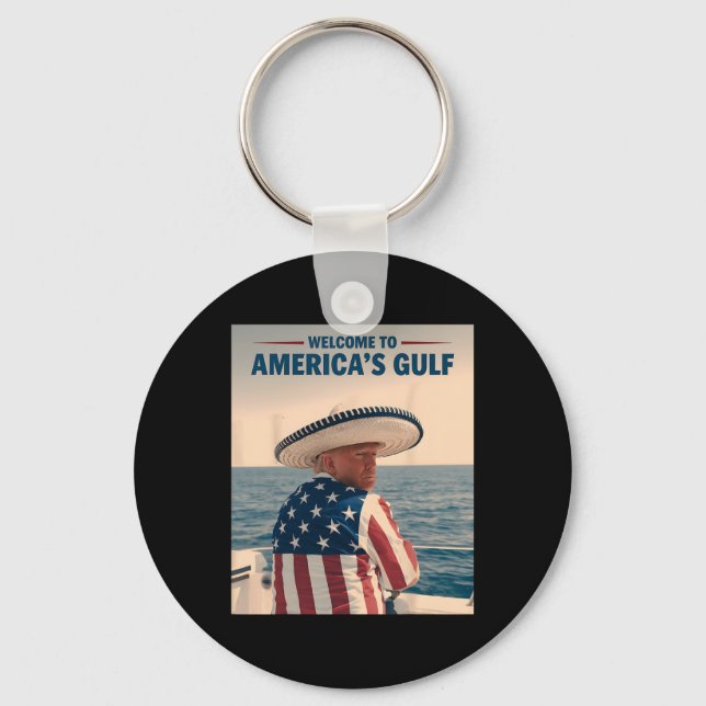 President Trump America's Gulf Mexico Sombrero Ame Key Ring (Front)