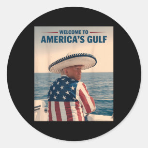 President Trump Americas Gulf Mexico Sombrero Amer Classic Round Sticker