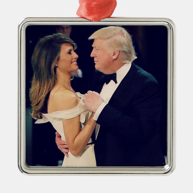 President Trump and Melania Dancing Metal Tree Decoration (Front)