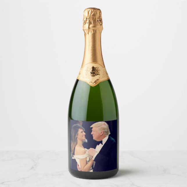 President Trump and Melania Trump Dancing Sparkling Wine Label (Front)