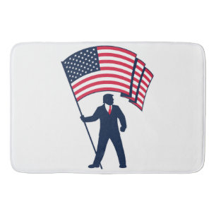 President Trump Bearing the Flag of the USA Bath Mat