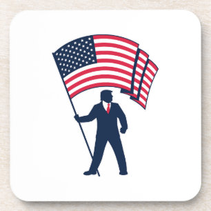 President Trump Bearing the Flag of the USA Coaster