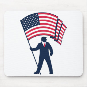 President Trump Bearing the Flag of the USA  Mouse Mat