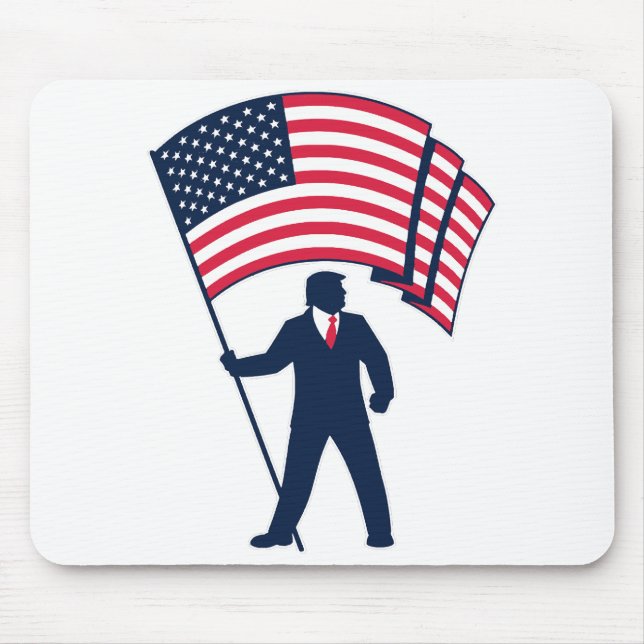 President Trump Bearing the Flag of the USA  Mouse Mat (Front)
