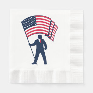 President Trump Bearing the Flag of the USA  Napkin