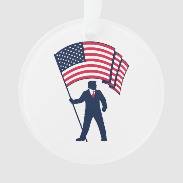 President Trump Bearing the Flag of the USA  Ornament (Front)