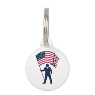 President Trump Bearing the Flag of the USA Pet Tag