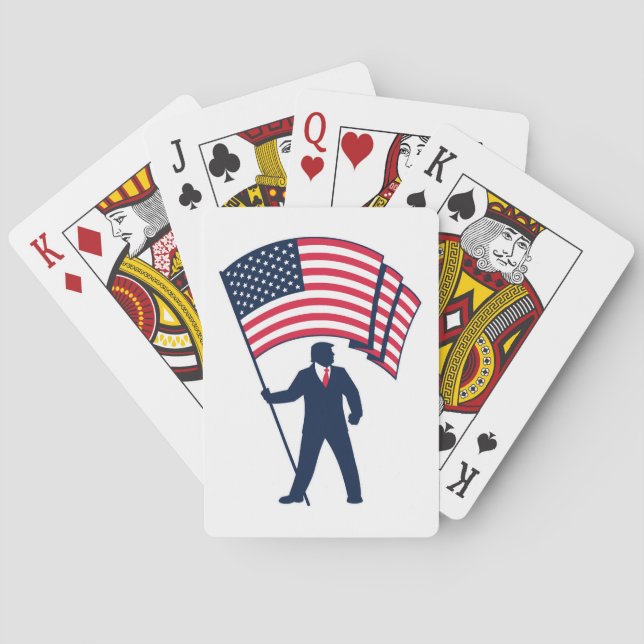 President Trump Bearing the Flag of the USA  Playing Cards (Back)