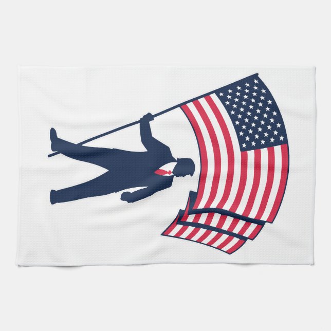 President Trump Bearing the Flag of the USA  Tea Towel (Horizontal)