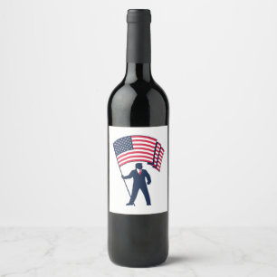 President Trump Bearing the Flag of the USA  Wine Label