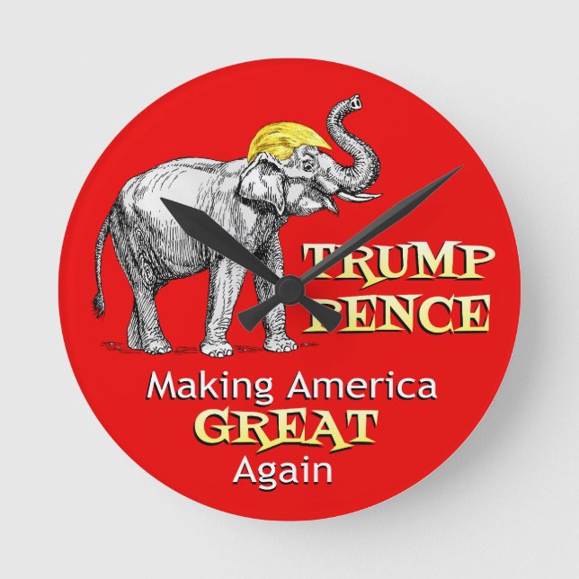 President Trump Elephant Making America Great Round Clock (Front)