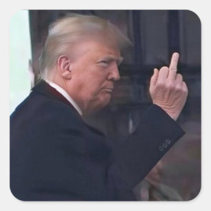President Trump Flipping the Bird Square Sticker