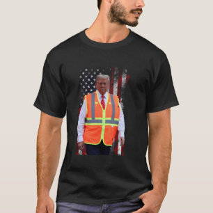 President Trump Garbage Truck Worker Vest USA Flag T-Shirt