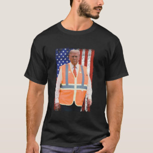 President Trump Garbage Truck Worker Vest USA Flag T-Shirt