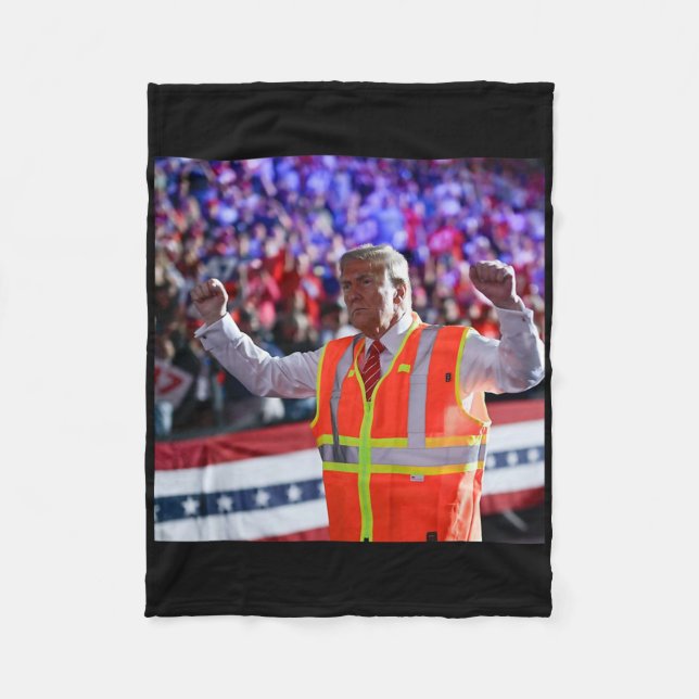 President Trump Garbyge Truck Worker Vest Mega 202 Fleece Blanket (Front)