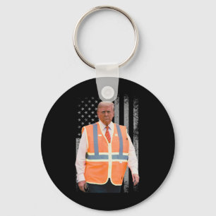 President Trump Garbyge Truck Worker Vest Usa Flag Key Ring